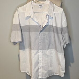 Calvin Klein Men's White and Gray Striped Shirt